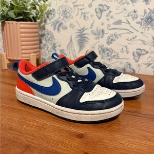 Nike Court Borough Low Recraft Midnight Navy Team Orange Kids Size 1